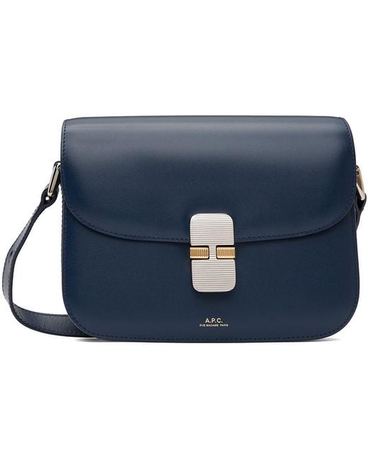 A.P.C. - Grace Small Smooth Leather Bag - Navy blue