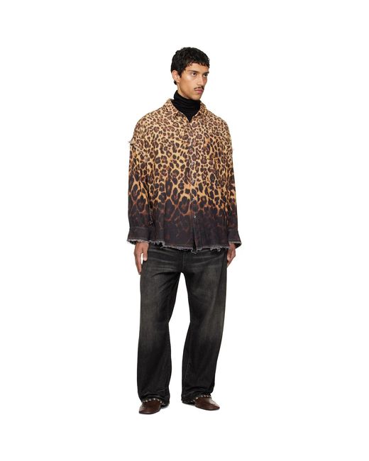 R13 Brown Shredded Seam Drop Neck Shirt for men