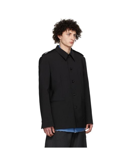 we11done Black Regular Collar Jacket for men