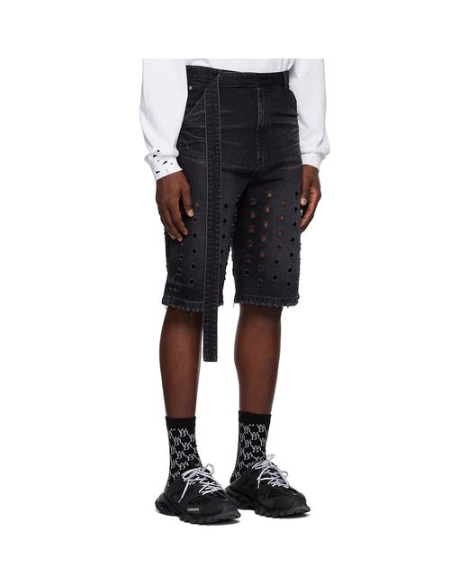 we11done Black Non-Stretch Denim Shorts for men