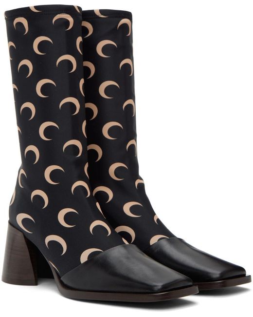 MARINE SERRE Black All Over Moon Boots