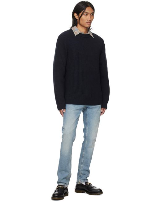 Nudie Jeans Black August Sweater for men