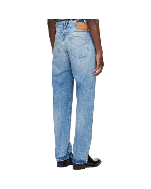 Versace Blue Studded Jeans for men
