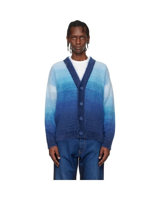 Off-White c/o Virgil Abloh Blue Mohair Arrow Gradient Knit Cardigan for men