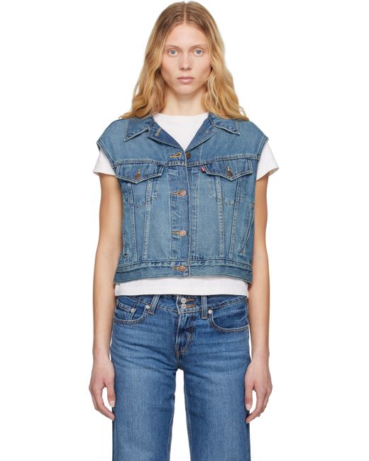 Levi's Blue Shrunken '90S Linen+ Lightweight Denim Vest