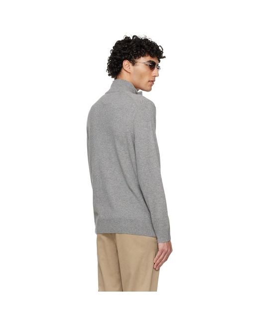 Polo Ralph Lauren Black Wool Quarter Zip Sweater for men