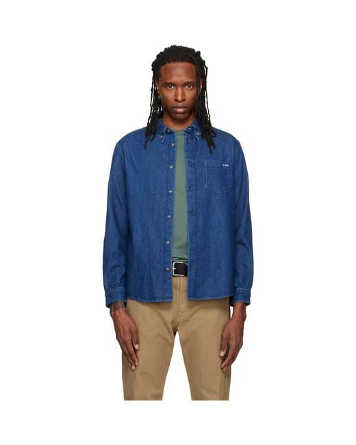 A.P.C. Blue Lightweight Denim Shirt for men