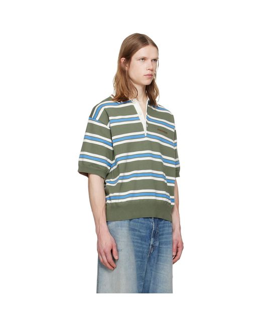 DSquared² Blue Striped Knit Polo for men