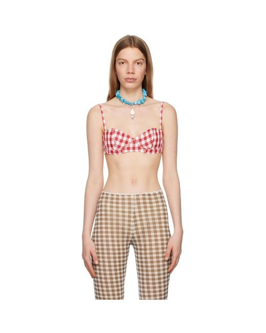 Acne Orange Red Sweetheart Bra