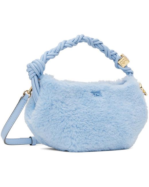 Ganni Blue Mini Bou Faux-fur Crossbody Bag