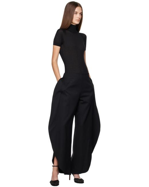 Alaïa Black Stretch Wool Grain de Poudre Trousers