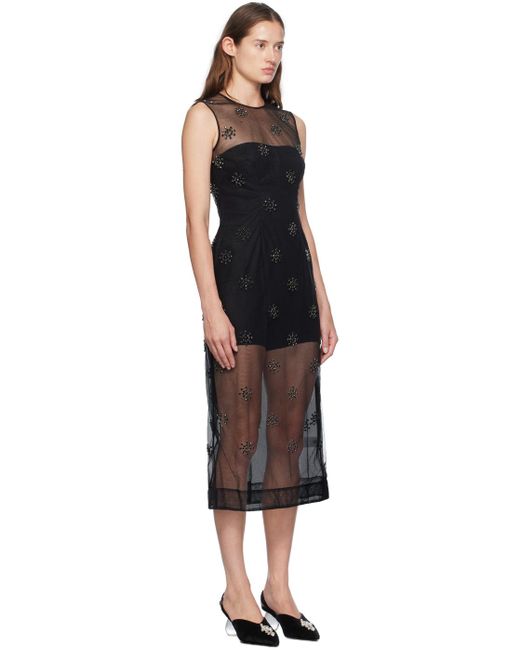 Simone Rocha Black Embellished Sleeveless Midi Dress