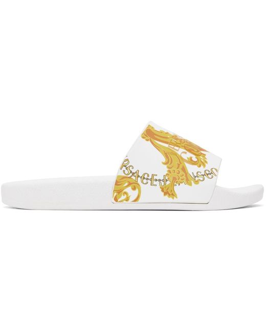 Versace Black White Shelly Chain Couture Slides for men