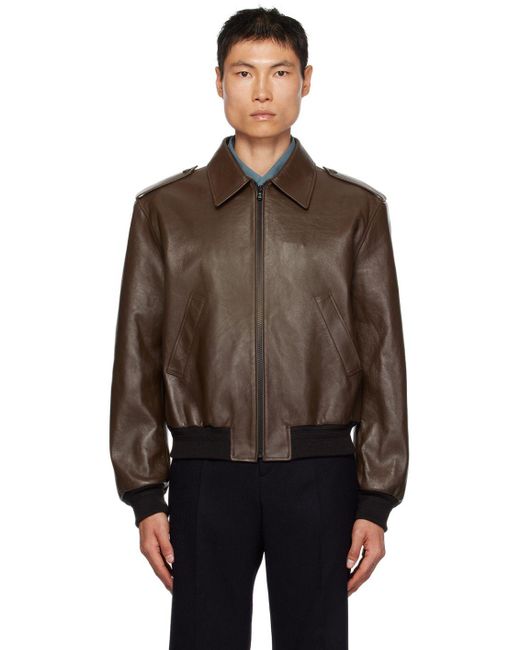 RECTO. Brown Zip Leather Jacket in Black for Men | Lyst