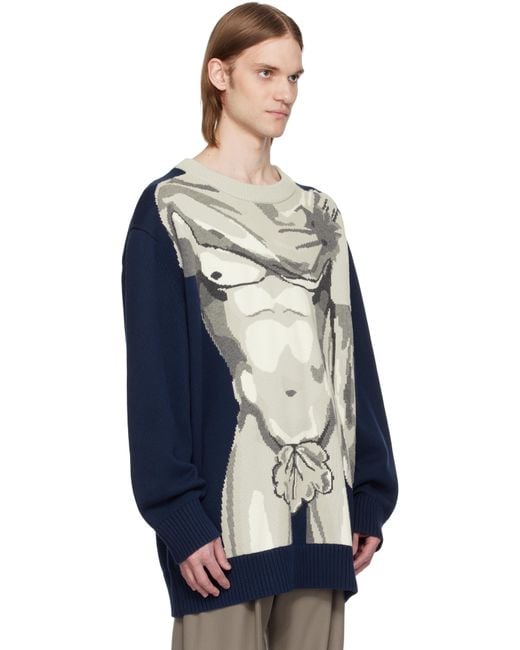 Charles Jeffrey Blue Sexy Bust Sweater for men