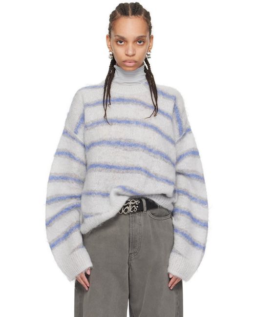 Acne Gray & Blue Stripe Sweater