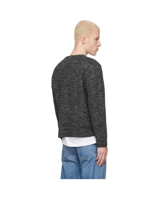 Lady White Co. Black Linen Wool V-Neck Sweater for men