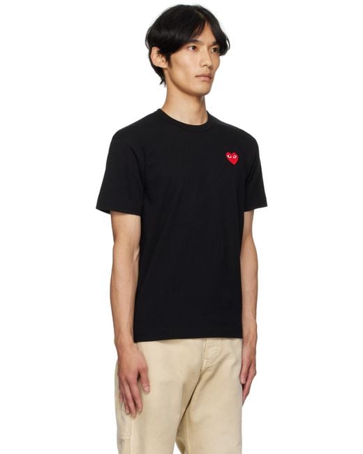 メンズ COMME DES GARÇONS PLAY ブラック ハート パッチ Tシャツ Black