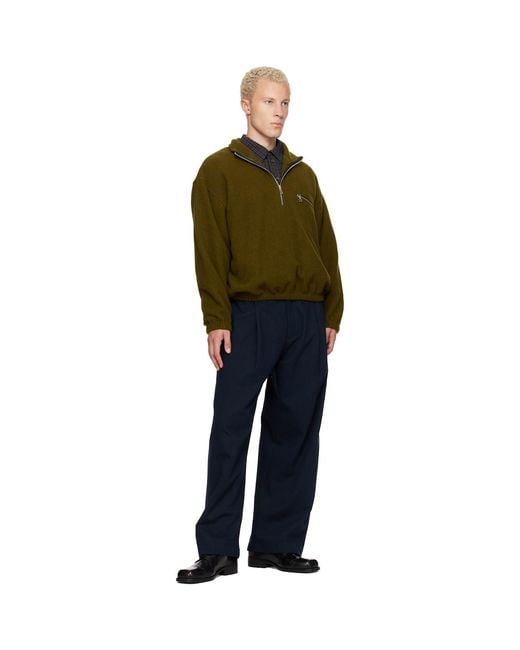 Rier Green Khaki Polar Fleece Sweater for men