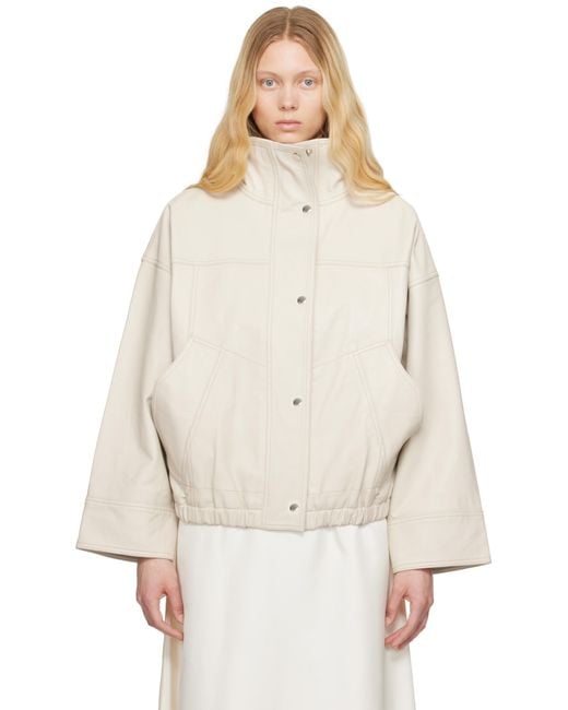 Rohe Natural Off- Reinvented Leather Bomber Jacket
