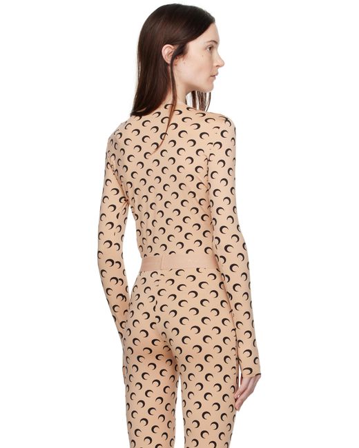 T-Shirt Brun Clair À Effet Seconde Peau En Jersey À Motif À Logos MARINE SERRE en coloris Natural