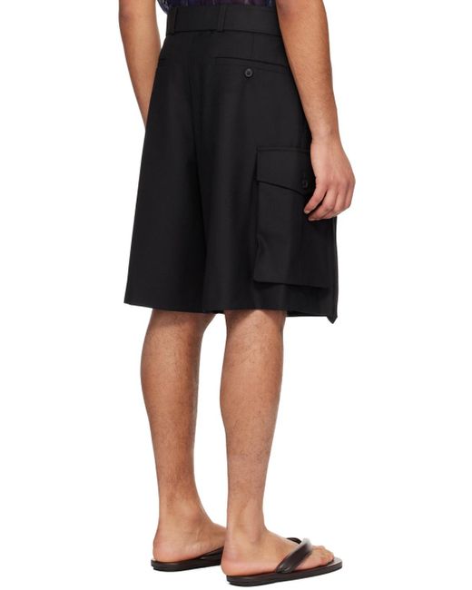 Dries Van Noten Black Belted Shorts for men