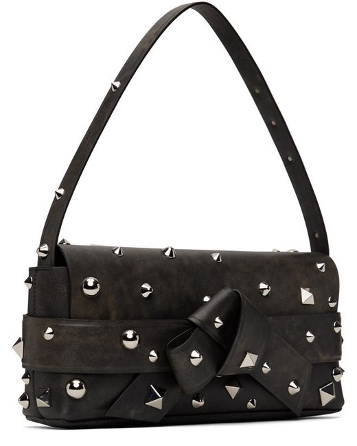 Sac à bandoulière brun à nœud musubi Acne en coloris Black