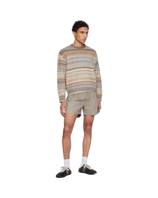 ERL Brown Striped Knit Crewneck for men