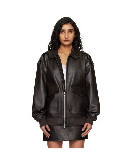 Frankie Shop Black Viper Leather Jacket