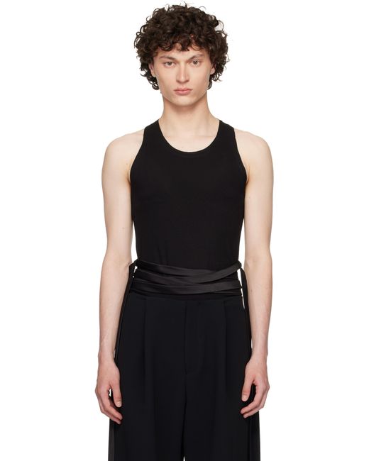 メンズ AARON ESH ブラック Satin Tie ジャージ タンクトップ Black