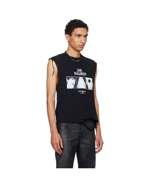 HYACYN Black Eet 'Die Raeuber' Cotton Distressed Tank Top for men