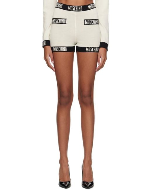 Moschino Black Off-white Jacquard Shorts
