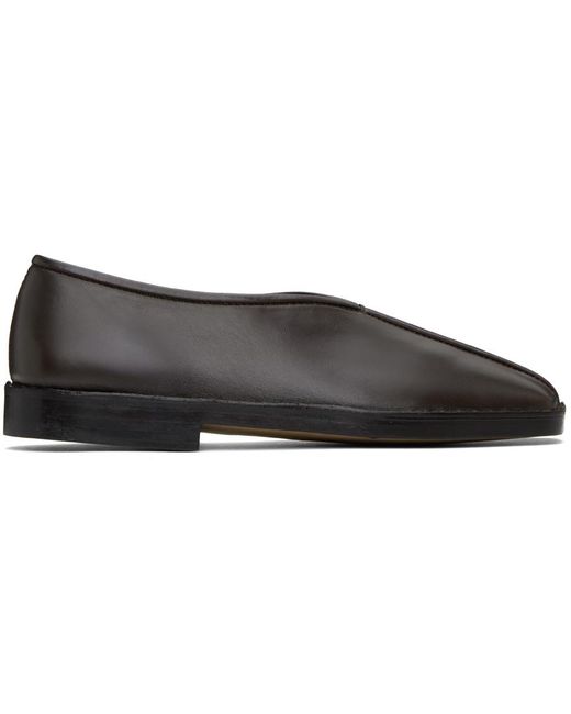 Lemaire Black Flat Piped Slippers