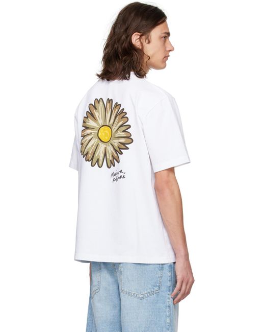 Maison Kitsuné White Floating Flower T-shirt for men
