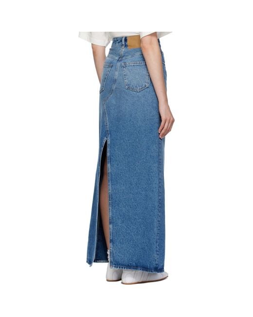 MM6 by Maison Margiela Blue Faded Denim Maxi Skirt