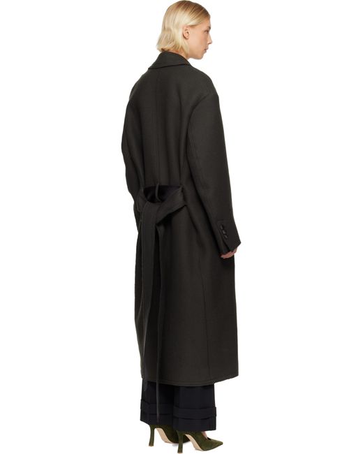 Manteau Noir En Laine À Smocks À Double Boutonnage AMI en coloris Black