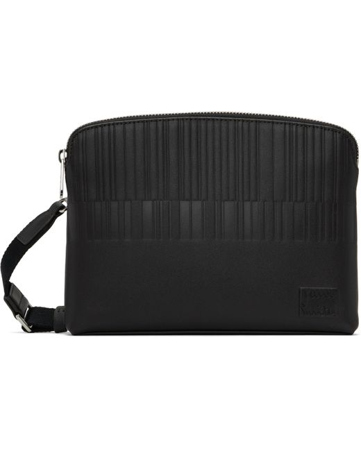 Paul Smith Black Leather Shadow Stripe Bag for men