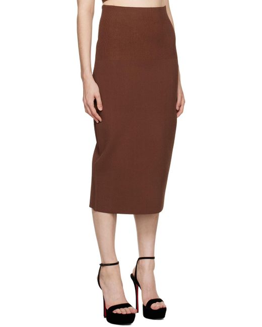 Victoria Beckham Multicolor Brown Vented Midi Skirt