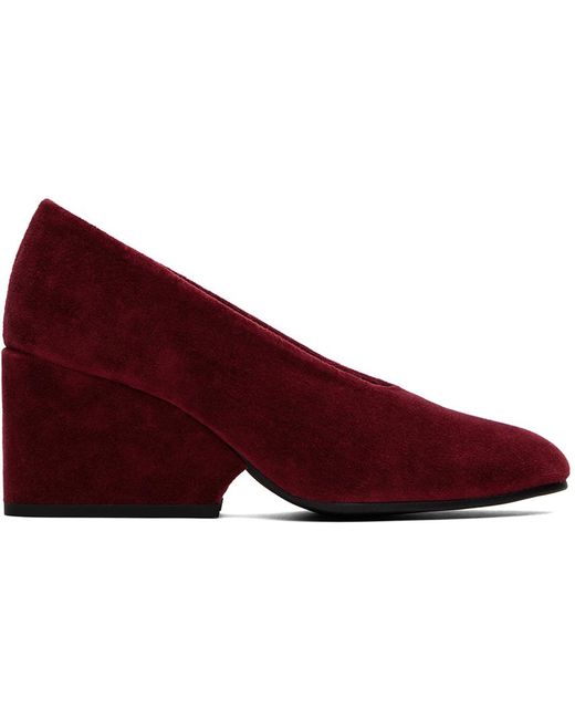 Comme des Garçons Red Burgundy Velvet Wedge Heels