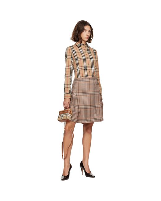 Burberry Brown Check Stretch Cotton Shirt