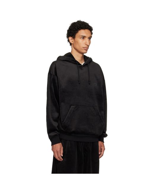Y-3 Black Velvet Corduroy Hoodie for men