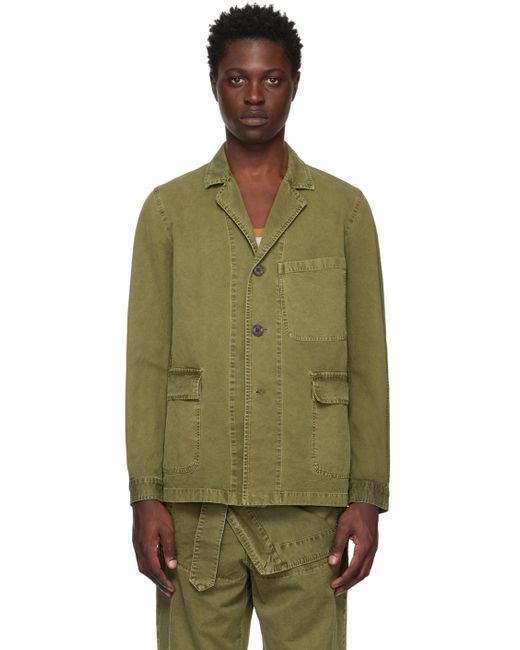Dries Van Noten Green Khaki Faded Jacket for men