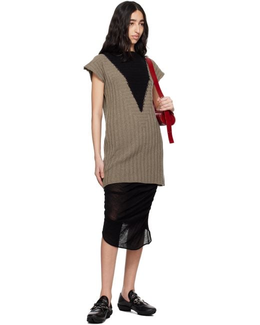 Kiko Kostadinov ブラウン＆ブラック Dakota Vest ミニワンピース Black