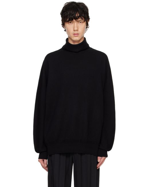 Homme Plissé Issey Miyake Black Wool Smooth Knit Turtleneck for men