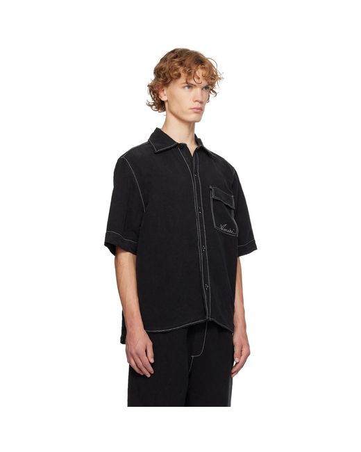 Amiri Black Script Linen Shirt for men