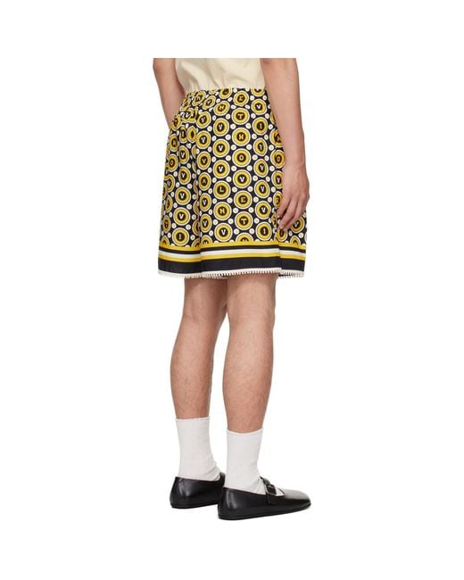 Valentino Yellow Bulles Royales Print Shorts for men