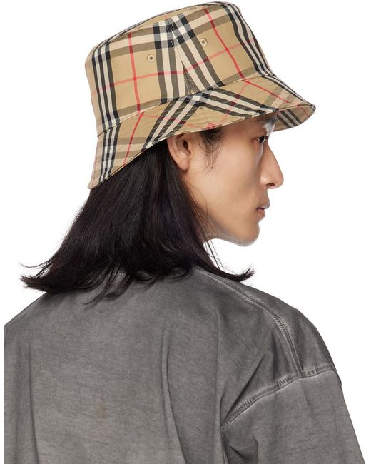 Burberry Brown Check Bucket Hat for men