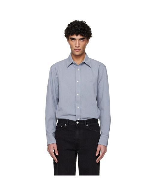 A.P.C. Gray Embroidered Overshirt for men