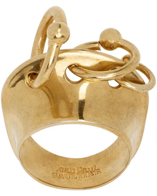 Bague dorée à anneaux circulaires Jean Paul Gaultier pour homme en coloris Metallic