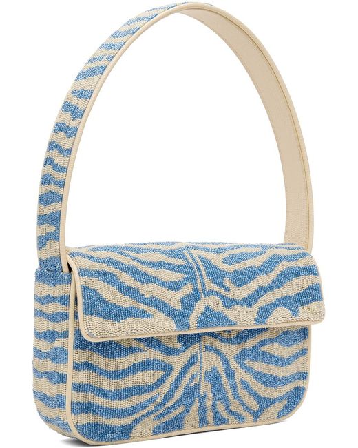 Staud Blue & Off-white Tommy Beaded Bag